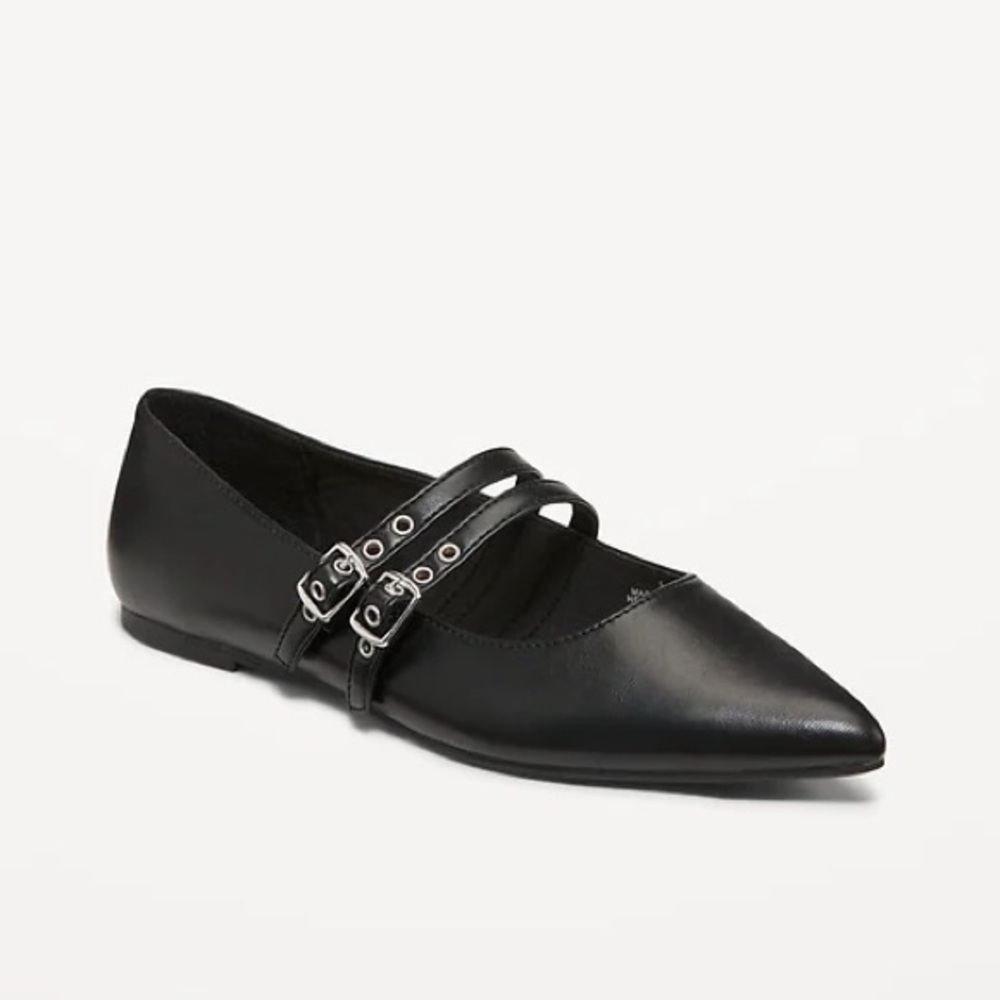 Old Navy Women’s Double Buckle Mary Jane Flats in Black Size 8